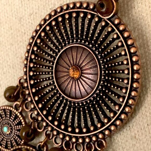 Sahara Medallion Tassel Pendant Necklace – Bronze Tone with Faux Suede Cord - Picture 5 of 10